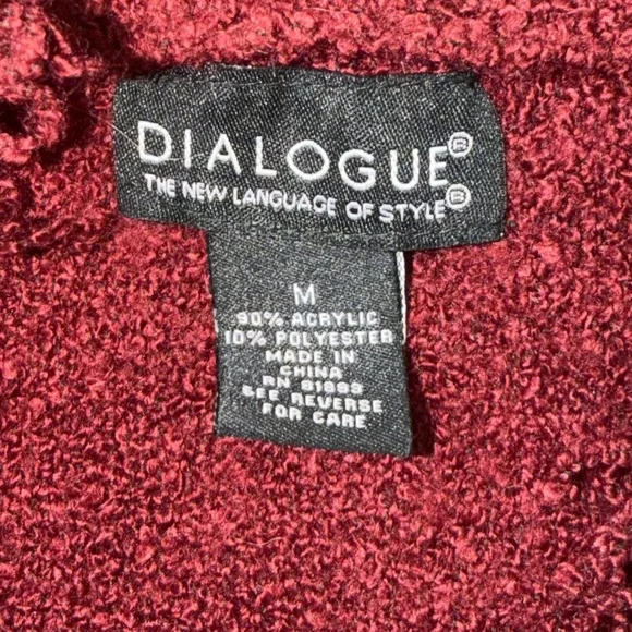 Vintage Y2K Shaggy Fringe Trim Knit Cardigan Burgundy Boho Whimsygoth Red Medium - Picture 3 of 11